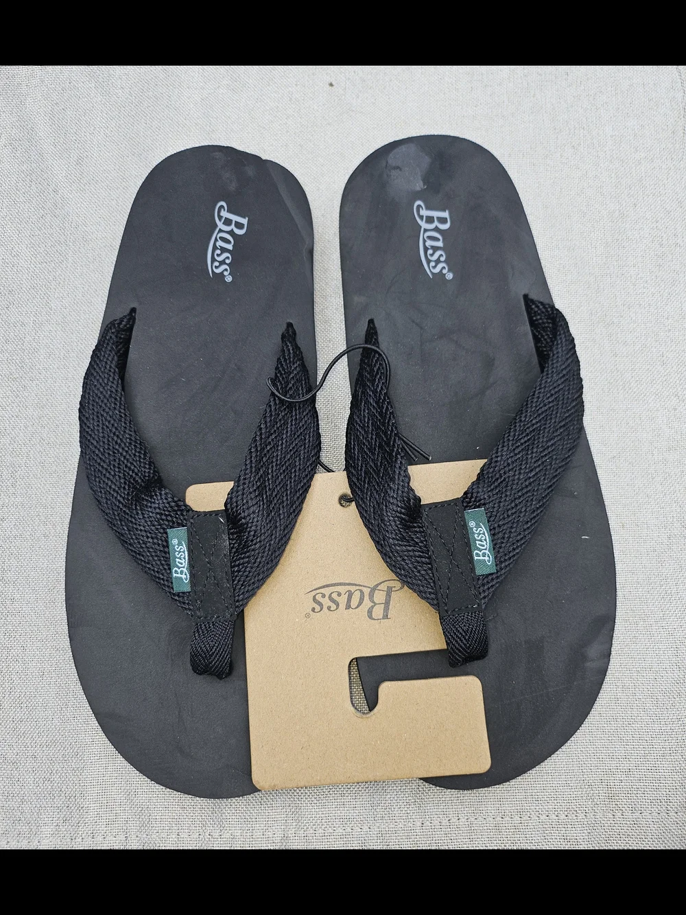 Bass men's Black Woven Strap Flip Flops